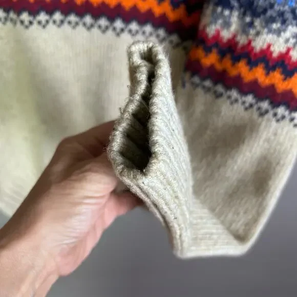 Tommy Hilfiger sweater medium fair isle quarter zip wool blend